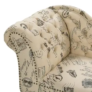 Left Hand Chaise Lounge Print Beige NIMES