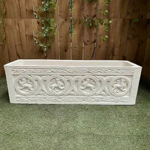 Large Tiger Design White Stone Planter Trough