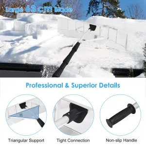 Costway Aluminum Snow Roof Rake 200cm to 630cm Telescoping Snow Removal Tool w/ Blade