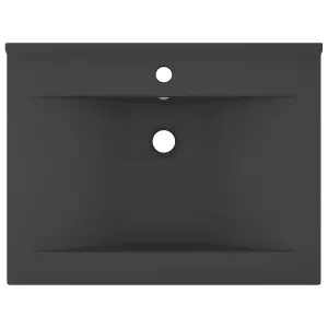 Berkfield Luxury Basin with Faucet Hole Matt Dark Grey 60x46 cm Ceramic