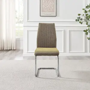 Furniturebox UK Lorenzo 2x Sage Green Fabric Silver Leg Dining Chair