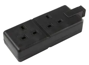 B&Q Black 13A 2 Gang Unswitched Trailing socket