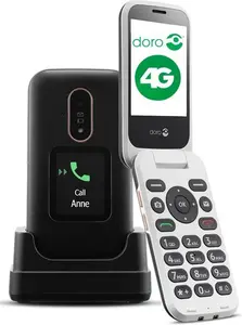 Doro 6880 4G Unlocked Flip Mobile Phone For Seniors With Talking Number Keys, External Display, Assistance Button And Charging Cradle [UK And Irish