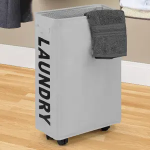 Sorter and Organizer on Wheels - 22" Rolling Slim Laundry Basket with Stand - Laundry Hamper Basket