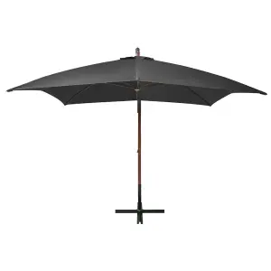 Berkfield Hanging Parasol with Pole Anthracite 3x3 m Solid Fir Wood