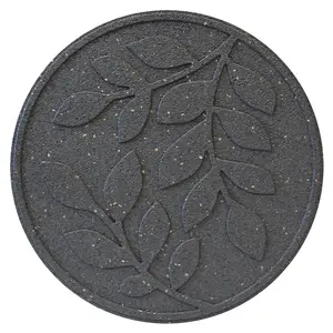 Eco Friendly Stepping Stones Ornamental Path Weatherproof Recycled Rubber Leaf Design (x2 Grey)