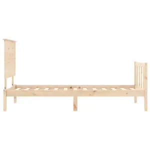 Berkfield Bed Frame with Headboard Small Single Solid Wood