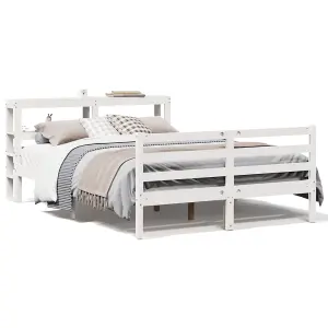 Berkfield Bed Frame without Mattress White 150x200 cm King Size Solid Wood Pine