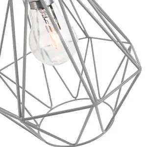 Industrial Basket Cage Designed Matt Grey Metal Ceiling Pendant Light Shade