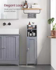 VASAGLE Slim Bathroom Floor Storage Cabinet, Freestanding Bathroom Storage Unit, Narrow Bathroom Storage Cabinet, Dove Grey