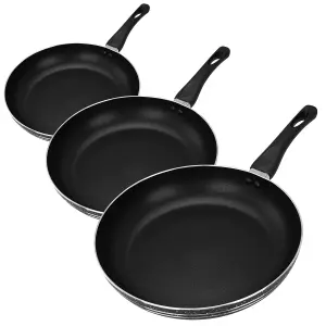 Royalford Fry Pan Set of 3, 22, 24 28cm Aluminium Non-Stick Frying Pan Induction Hob Egg Omelette Pan