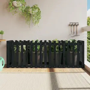 Berkfield Garden Raised Bed with Fence Design Black 200x50x70 cm Solid Wood Pine