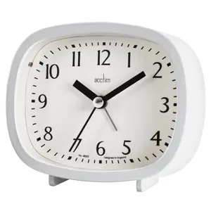 Analogue Quartz Movement / Crystal Alarm Tabletop Clock White