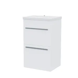 Nes Home 510 mm Basin 2 Drawer Vanity Cabinet & WC Toilet Pan 2-Piece Suite