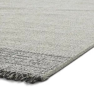 Plaid Flat Weave Easy Clean Rug - Silver - 160x220