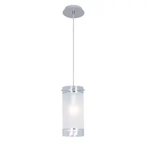 Luminosa Modern Hanging Pendant Chrome 1 Light  with Matt Shade, E27