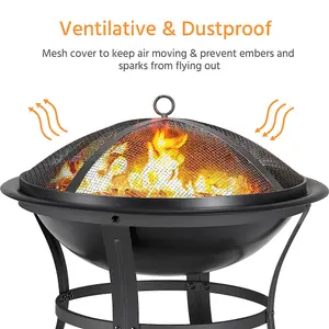 Yaheetech Outdoor Round Fire Pit with Mesh Screen Cover