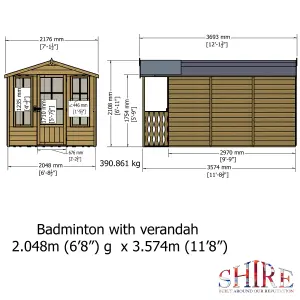 Shire Badminton & Verandah Summerhouse 7x12ft 12mm T&G