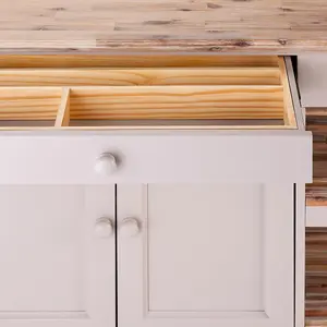 Florence Truffle Kitchen Island with Cupboard and Shelves