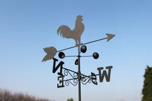 Weathervane - COCKEREL steel weathervane with ground spike and wall fixing.