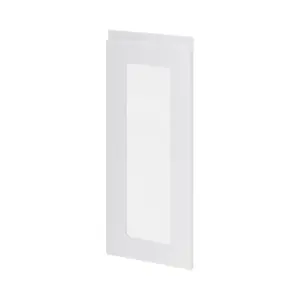 GoodHome Garcinia Integrated handle Gloss light grey Glazed Cabinet door (W)300mm (H)715mm (T)19mm