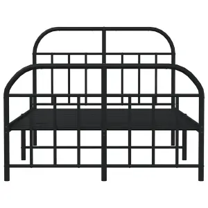 Berkfield Metal Bed Frame with Headboard and Footboard Black 120x190 cm