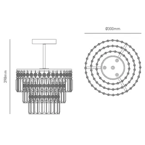 Corozal IP44 Rated Glass Crystal Chandelier Feature Ceiling Light