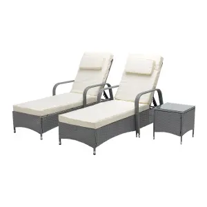 MCC Direct Rattan Sun lounger and Table Venice Grey