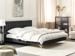 Velvet EU Super King Size Bed Black LIMOUX