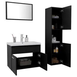 Berkfield Bathroom Furniture Set Black Engineered Wood