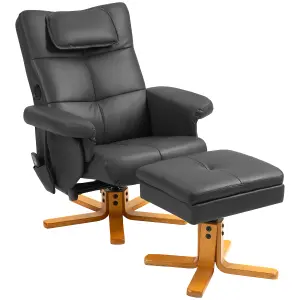 HOMCOM Massage Recliner Chair with Footstool and Hidden Storage, Black