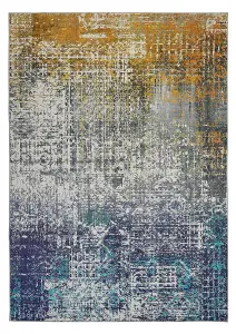 Blue Copper Abstract Polyester Soft Modern Living Room, Bedroom Rug - 120cm X 180cm