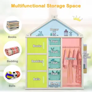 COSTWAY Kids Costume Storage Closet Children Dress Up Rack Clothing Wardrobe