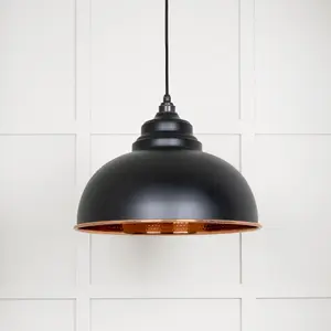 Hammered Copper Harborne Pendant in Elan Black