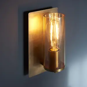 Luminosa Palermo Wall Lamp Brass Patina & Champagne Lustre Glass