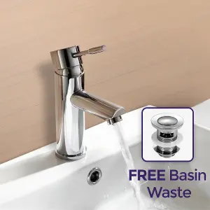 Nes Home Bathroom Round Cloakroom Basin Mini Mixer Chrome Tap With Free Waste