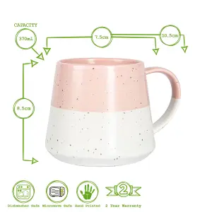 Nicola Spring - Dipped Flecked Stoneware Belly Mugs - 370ml - Dusty Pink - Pack of 4