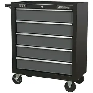 5 Drawer Black Portable Tool Chest with Locking Mechanism and Smooth Ball-Bearing Slides