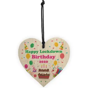 Happy Lockdown Birthday Gift For Him Her Wooden Heart Quarantine Gift Keepsake