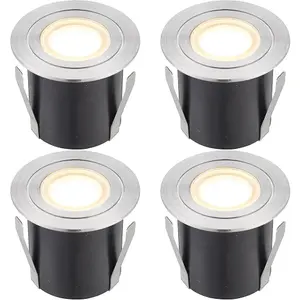 4 PACK Recessed IP67 Guide Light - 1.2W Warm White LED - Stainless Steel