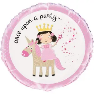 Unique Party Once Upon A Party Foil Princess Unicorn Balloons White/Pink (One Size)