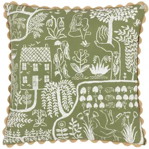 Frida Green Square Throw Cushion Covers