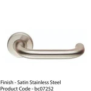 Pair 19mm Round Bar Safety Handle On Round Rose Concealed Fix 201 Satin Steel