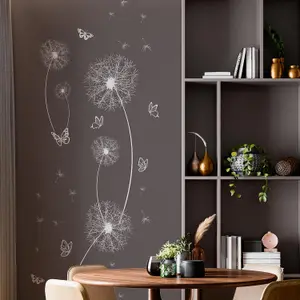 White Dandelion and Butterflies Stickers Stock Clearance