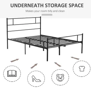 HOMCOM Double Metal Bed Frame w/ Headboard & Footboard, Underbed Storage Space