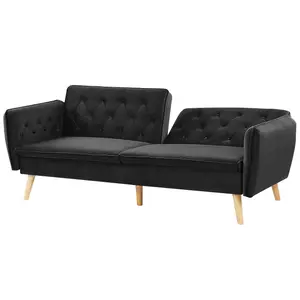 Beliani Modern Sofa Bed BARDU Black Velvet