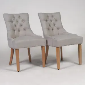 Norval Upholstered Dining Chair (Set of 2) Light Grey / Light Brown