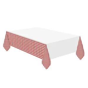 Unique Party Plastic Gingham Party Table Cover Red/White (One Size)