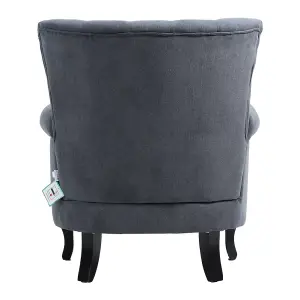 Grey Fabric Upholstered Armchair Lounge Chair Sofa Chair with Toss Pillow