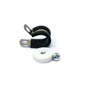 22mm dia x 6mm high Rubber Coated Cable Holding Magnet With 13mm Rubber Clamp (White) - 4.3kg Pull (Pack of 1)